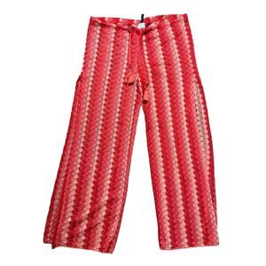 Becca Swimwear Cover Up Pants Womens Small NWT Pink Mesh Flare Chevron Beach